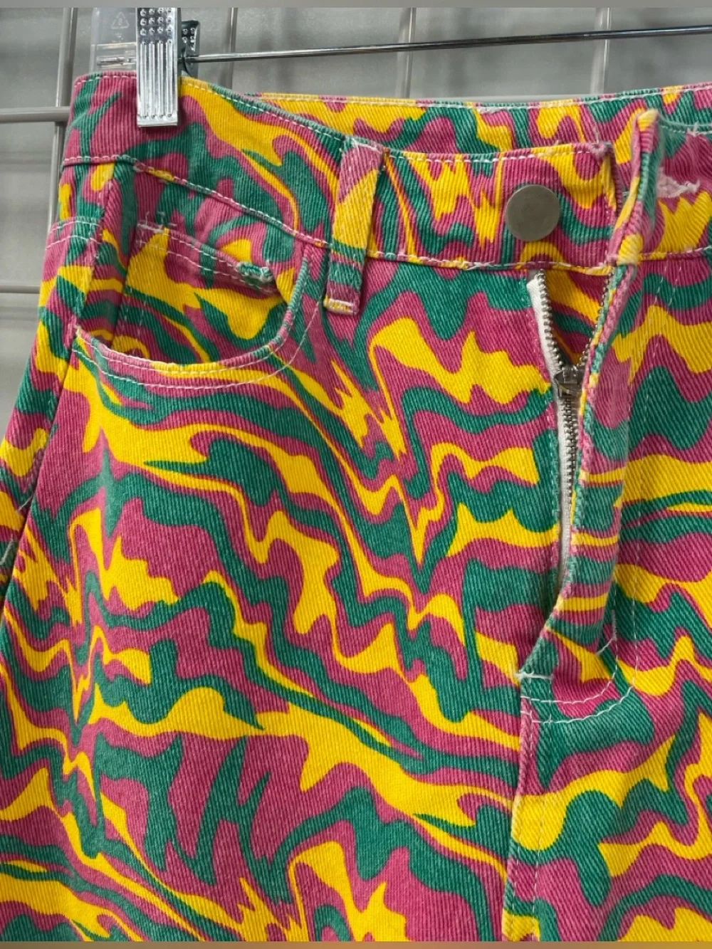 High Waist Swirl Print Boyfriend Jeans Size M  Straight Leg Streetwear 90s